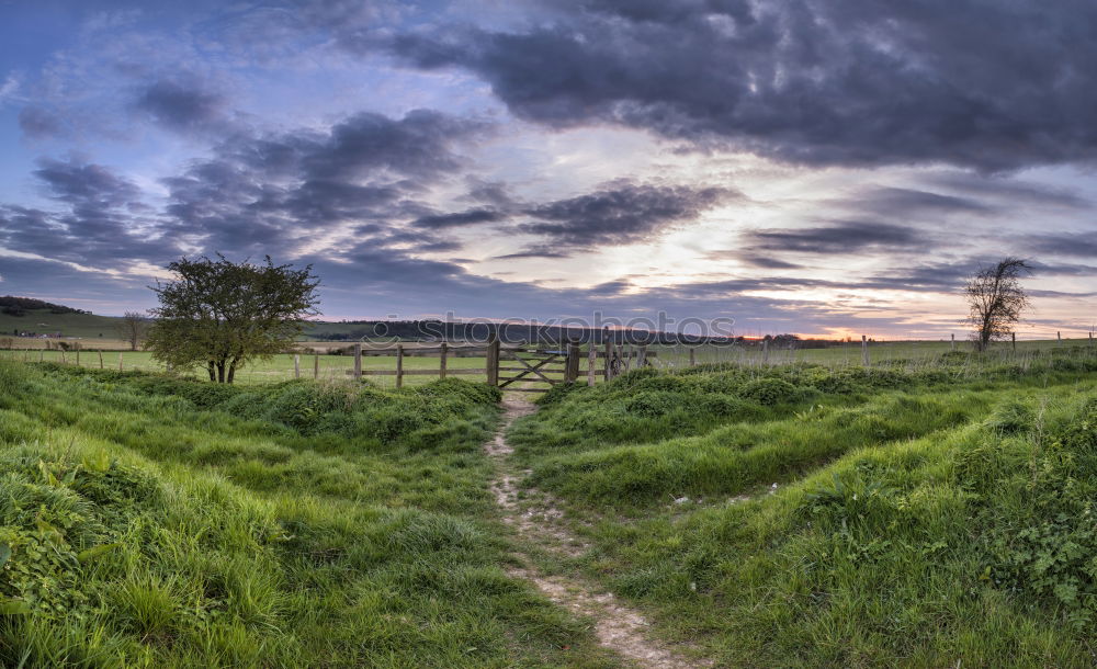 Image, Stock Photo old fence Horizon Shabby