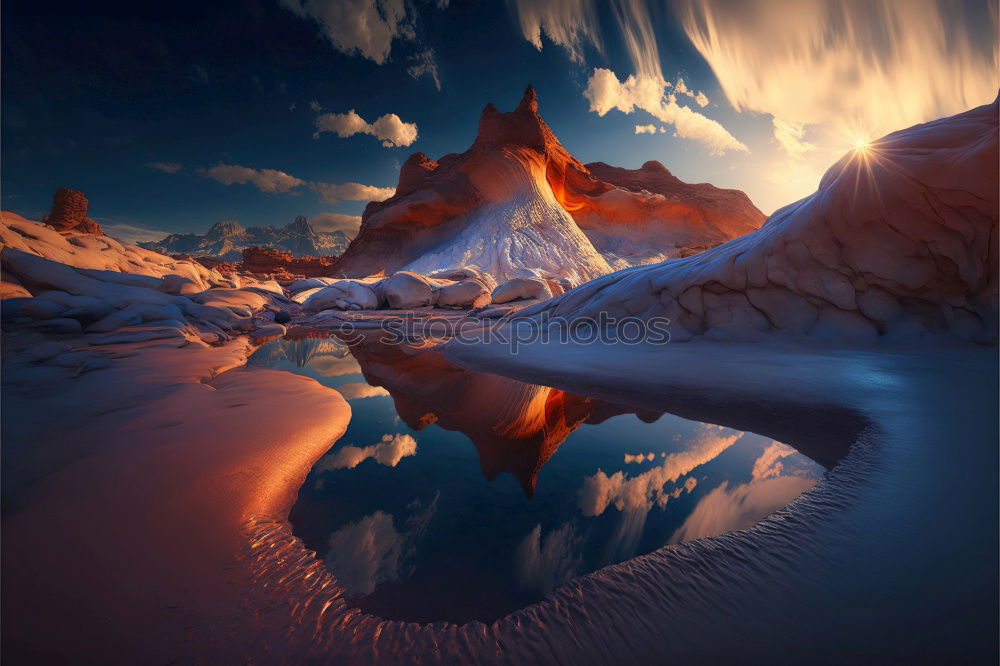 Similar – Image, Stock Photo Gray rocky mountains and lake