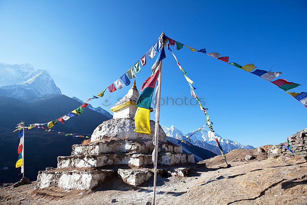 Similar – Buddhist prayer flags flowing in the wind in Himalayas