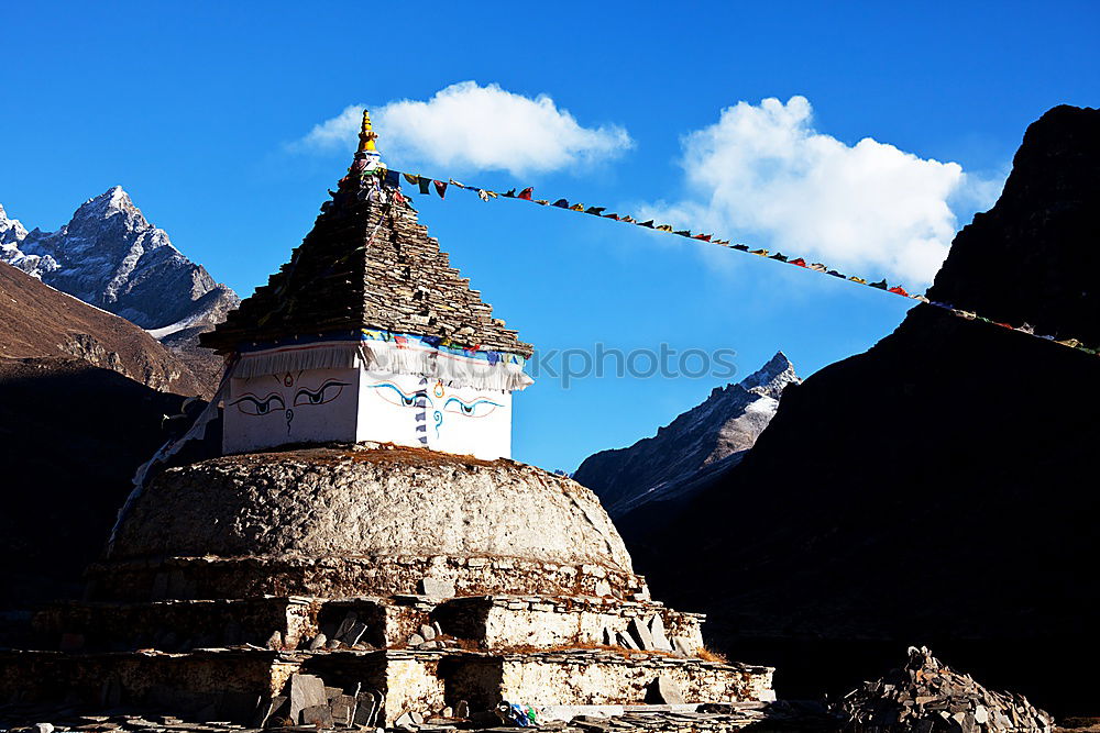 Similar – Buddhist prayer flags flowing in the wind in Himalayas