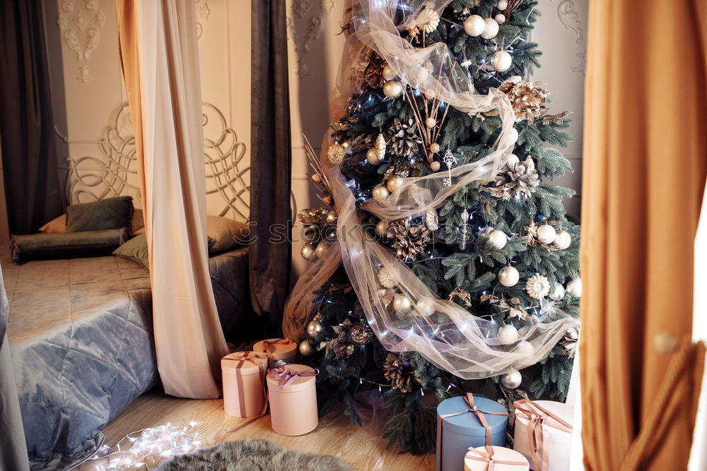 Christmas tree with decorations in the children’s room