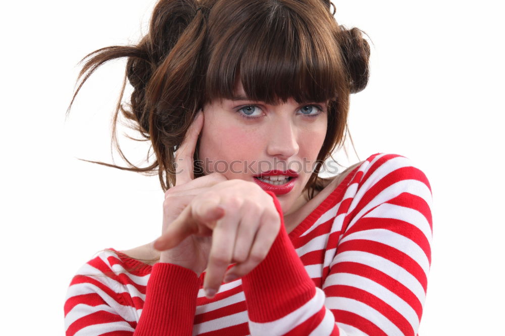 Similar – Elegant young woman doing silent gesture