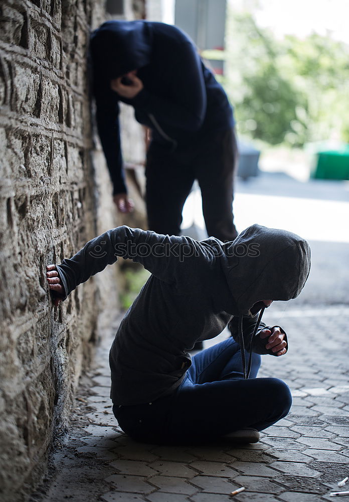 Similar – Image, Stock Photo Woman stretching her body in front of ancient wall in park