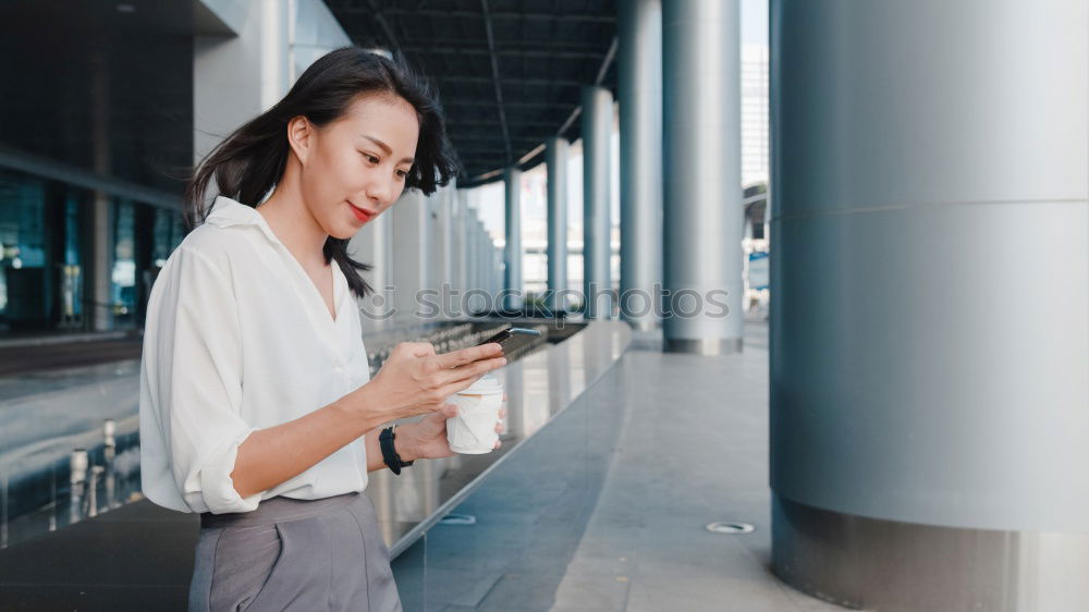 Similar – Image, Stock Photo Woman browsing smartphone in office