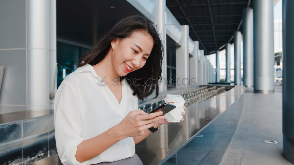 Similar – Image, Stock Photo Pretty Asian woman touching lamp