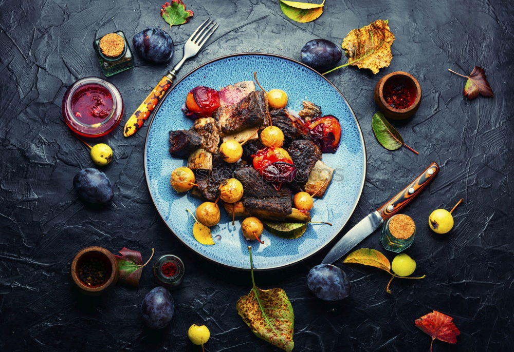 Similar – Image, Stock Photo Fresh vegetables in blue basket, spoon and ingredients