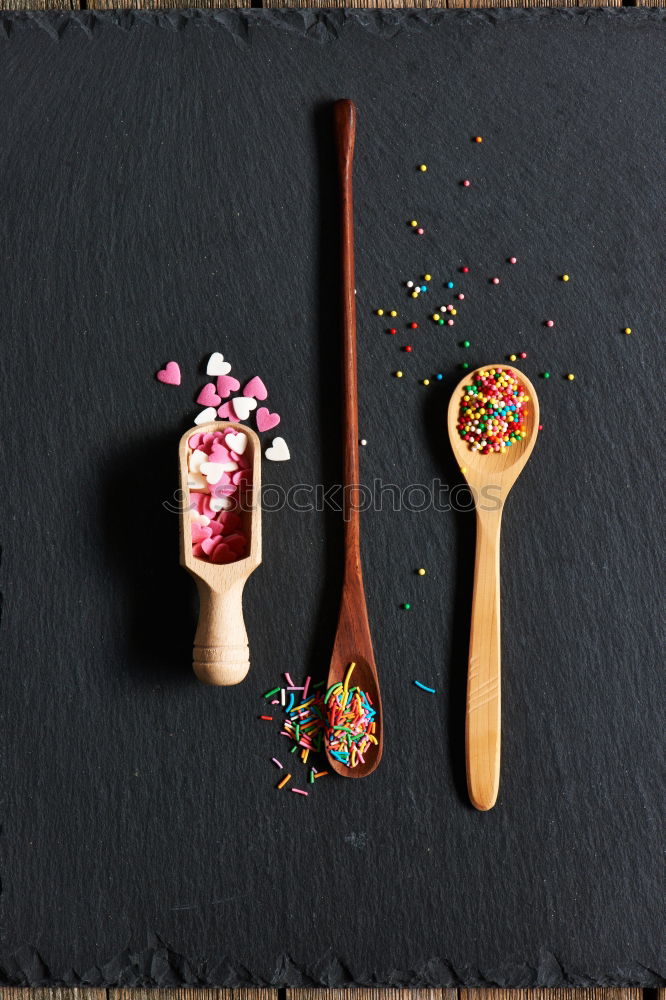 Similar – Image, Stock Photo Green olives and salt in wooden bowls, top view
