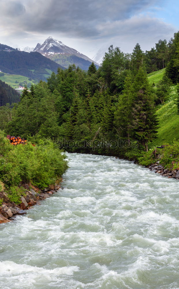 Similar – Image, Stock Photo Mountain river valley landscape