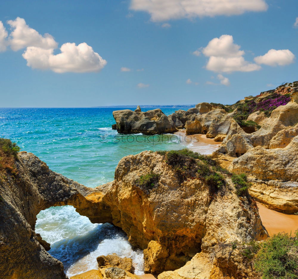 Similar – Ocean Landscape With Rocks And Cliffs At Lagos Bay Coast In Algarve, Portugal