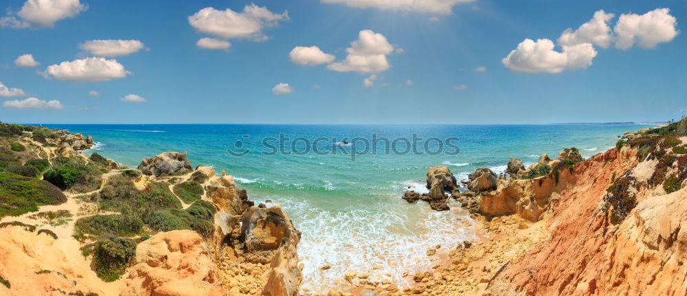 Similar – Ocean Landscape With Rocks And Cliffs At Lagos Bay Coast In Algarve, Portugal