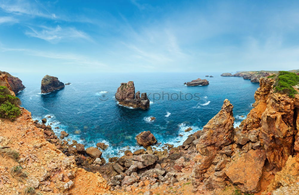 Similar – Ocean Landscape With Rocks And Cliffs At Lagos Bay Coast In Algarve, Portugal