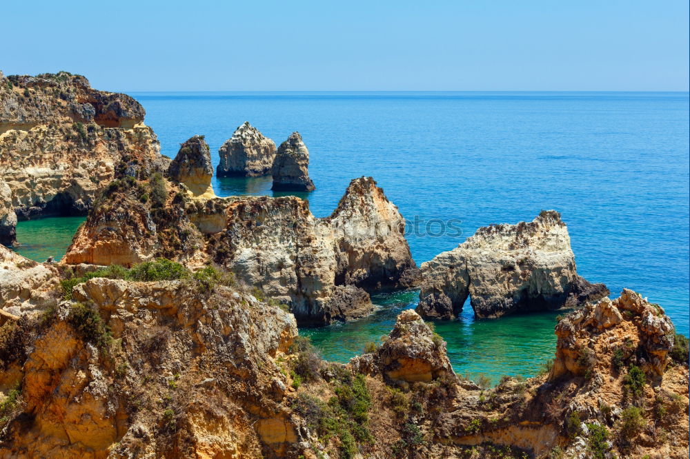 Similar – Ocean Landscape With Rocks And Cliffs At Lagos Bay Coast In Algarve, Portugal