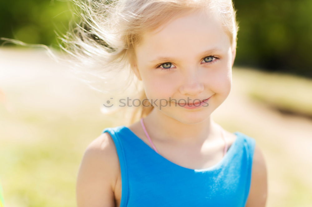 Similar – Image, Stock Photo Smiling girl between meadow with dry leaves