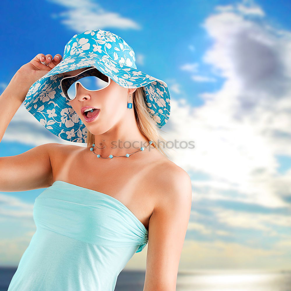 Similar – Image, Stock Photo Summer hat time. Elegant