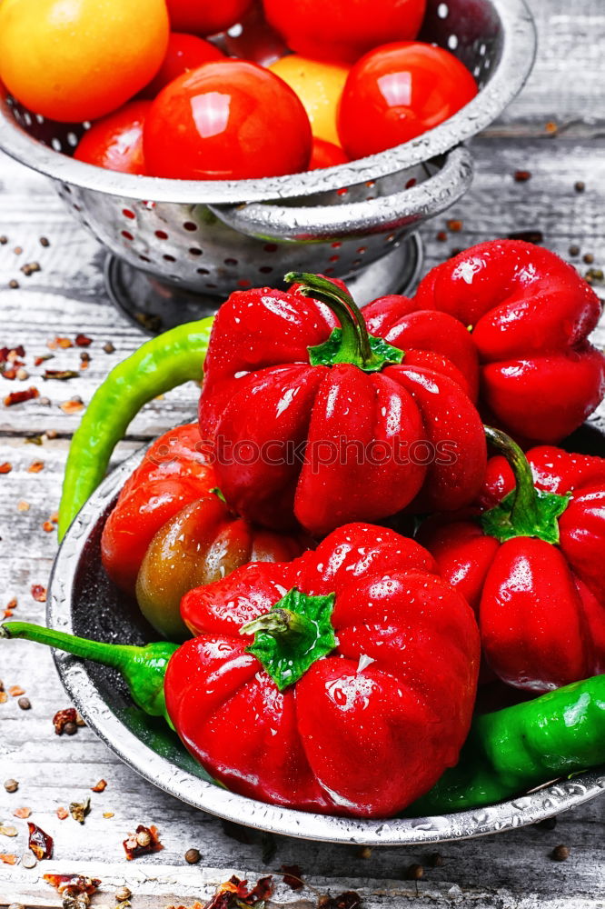 Similar – Image, Stock Photo Colorful tomatoes in enamel bowls