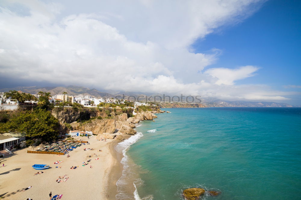 Similar – Scenic aerial view of city on ocean shore