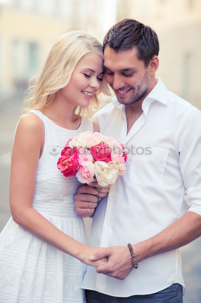 Similar – Image, Stock Photo Tender kissing bridal couple in sunlight