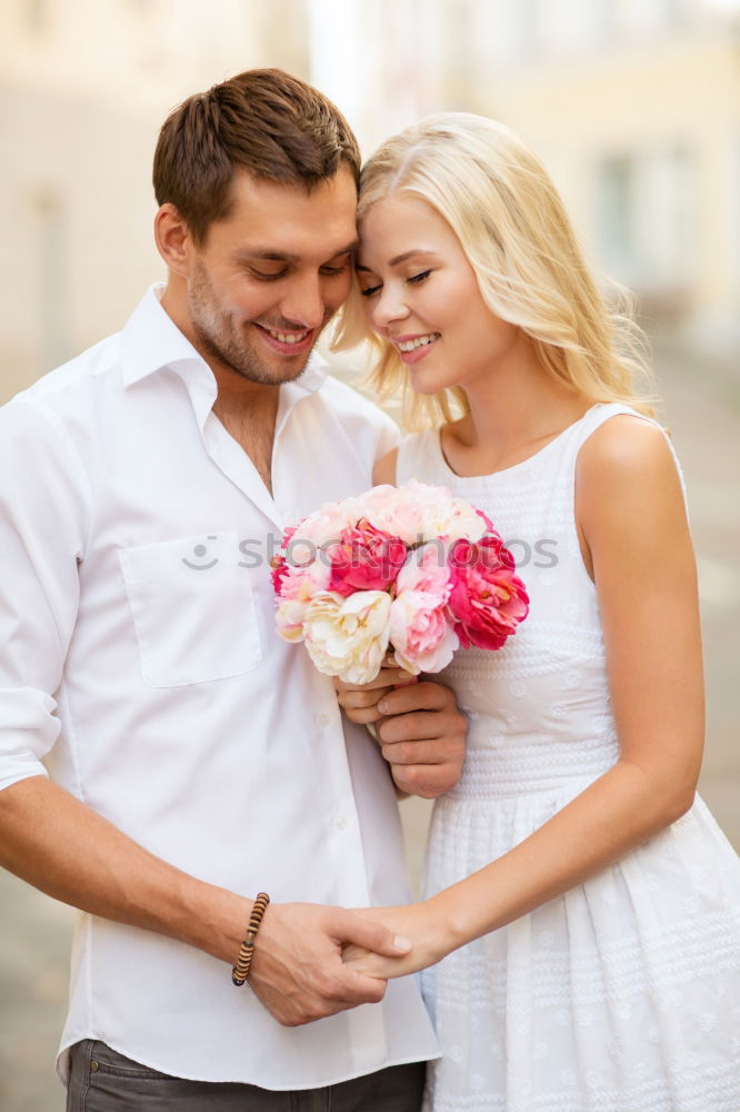 Similar – Image, Stock Photo Tender kissing bridal couple in sunlight