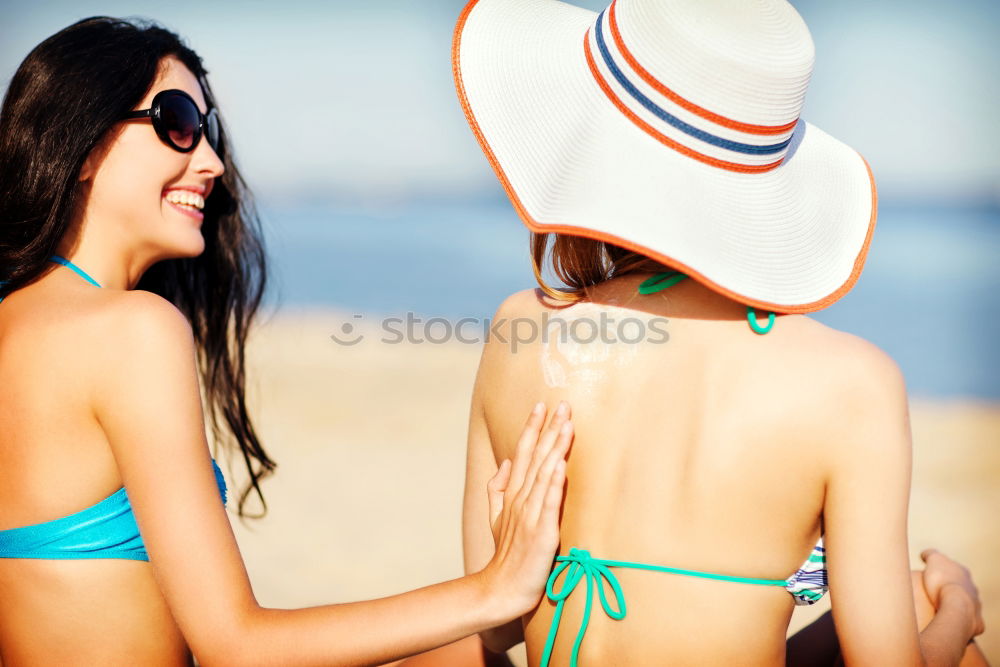 Similar – Image, Stock Photo Funny best friends on the beach laughing