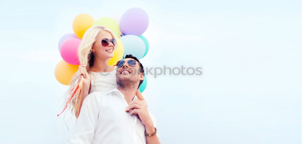 Similar – Young adult best friends cheering with confetti on party