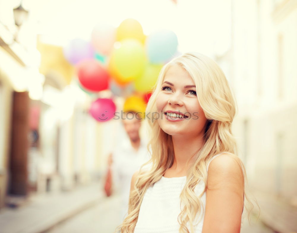 Similar – Image, Stock Photo Beautiful young blonde woman in urban background.