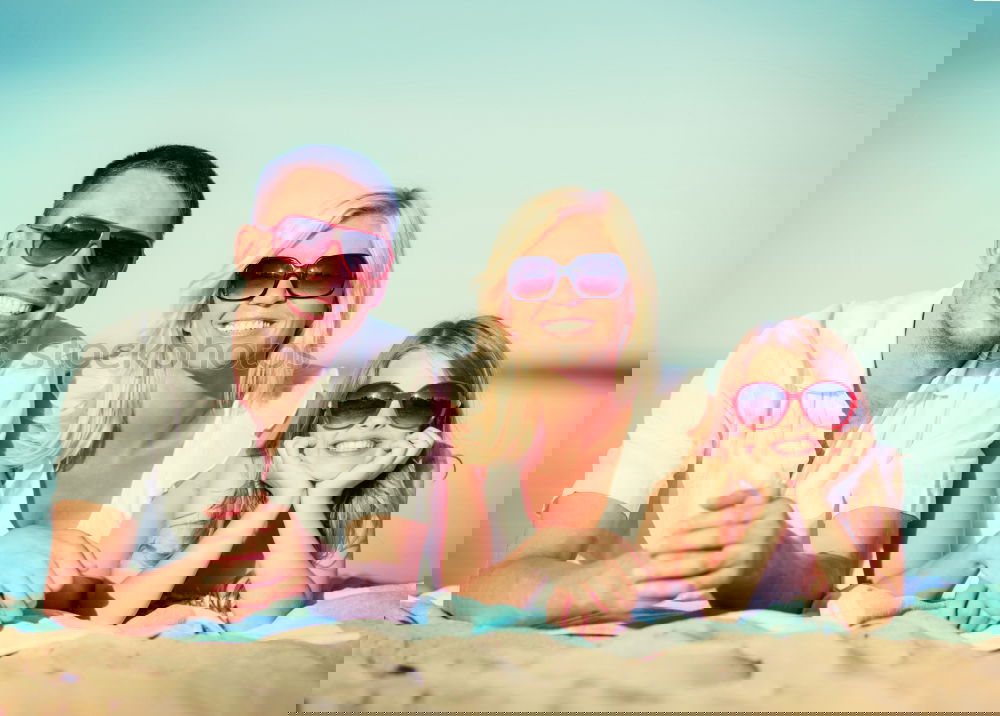 Similar – Image, Stock Photo Father and children sitting on the beach at the day time. Concept of happy friendly family.