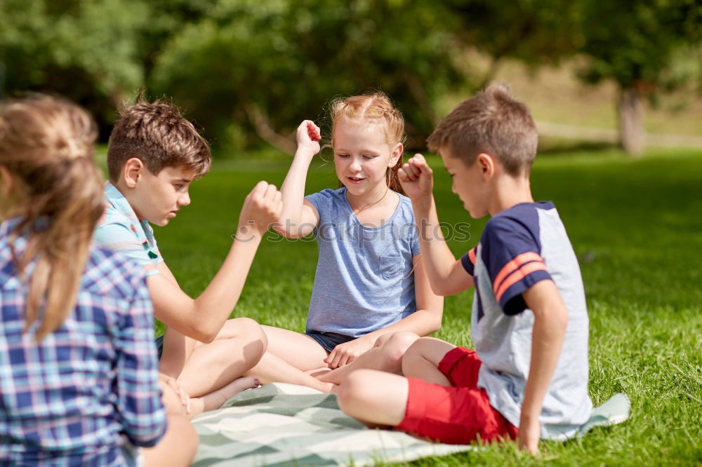 Similar – Image, Stock Photo Happy kids sitting on the grass