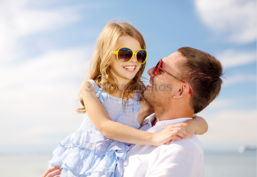 Similar – Image, Stock Photo Father and son playing on the beach at the day time.