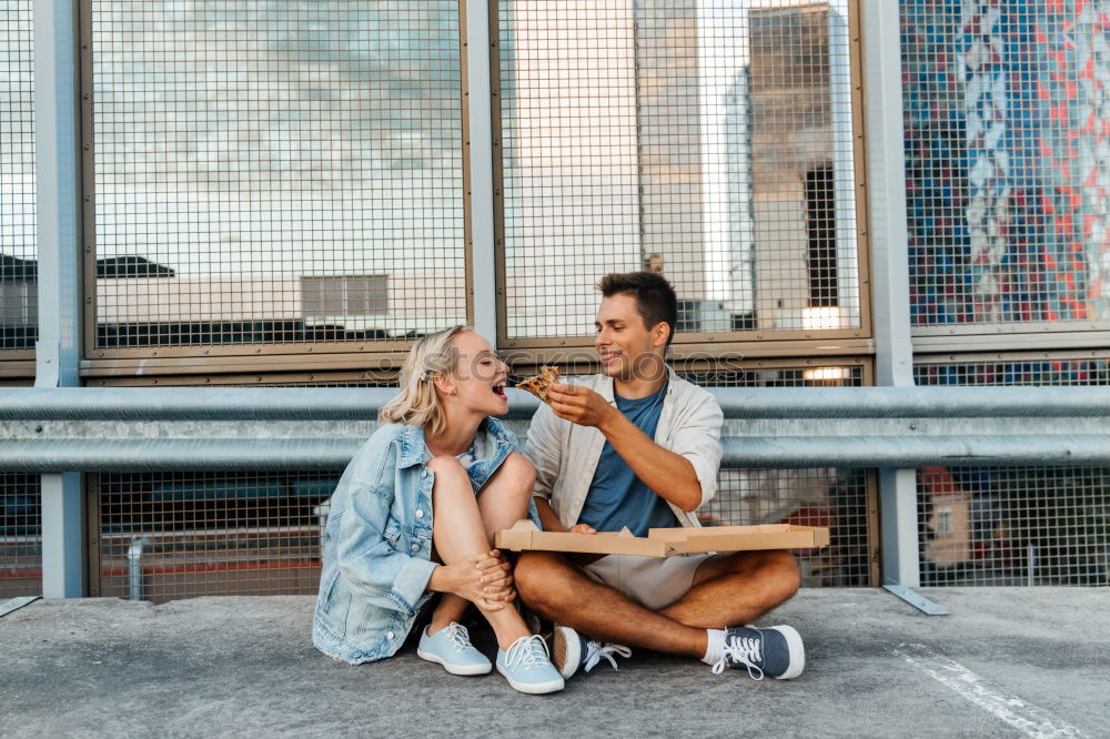 Similar – Image, Stock Photo Cheerful women posing at fence