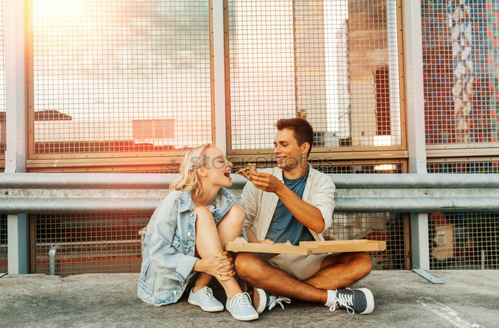 Similar – Beautiful couple hugging on crosswalk