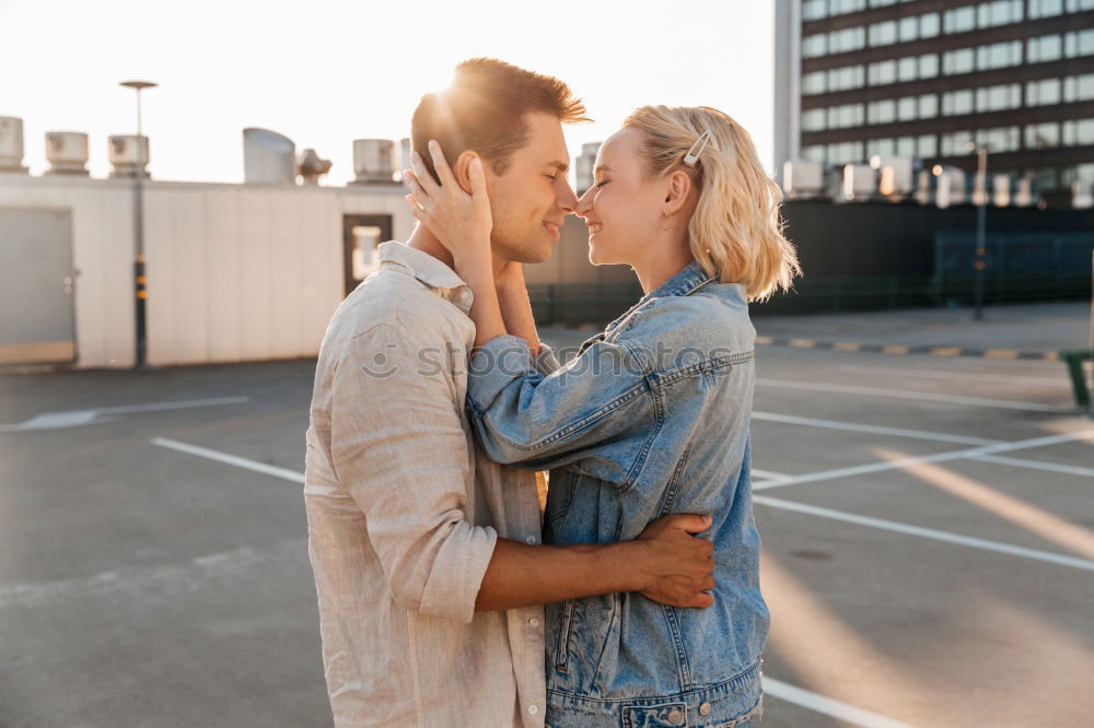 Similar – Image, Stock Photo Young couple walking through the city