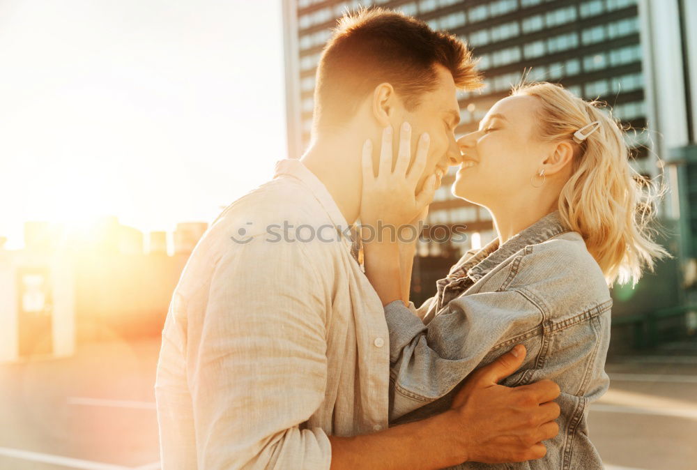 Similar – Unrecognizable couple walking embracing together