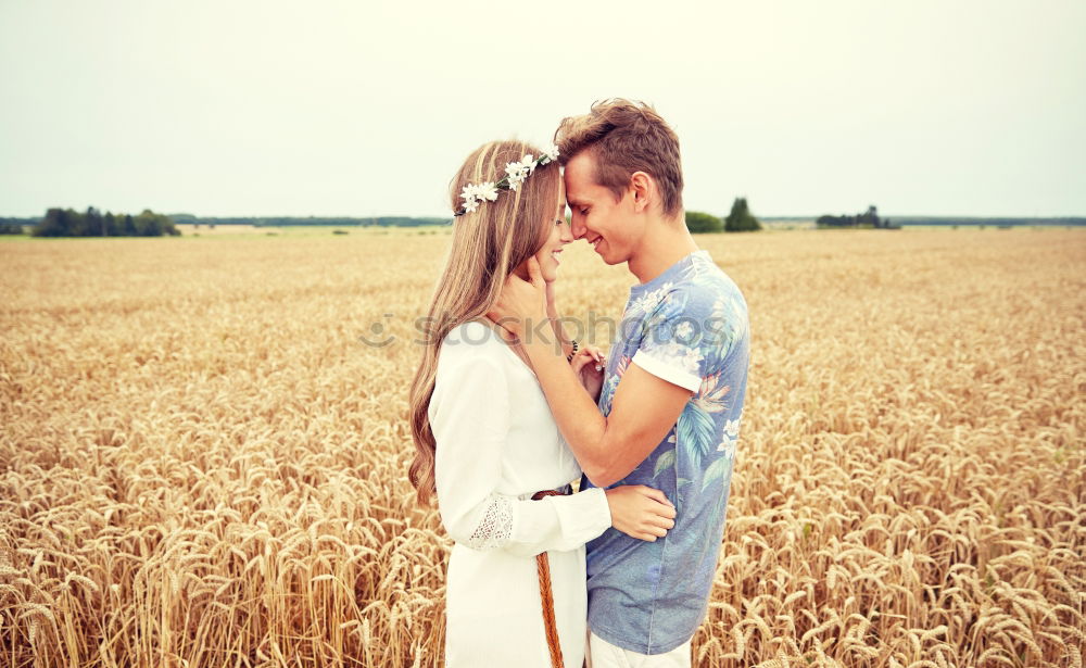 Similar – Image, Stock Photo A young couple in love kiss