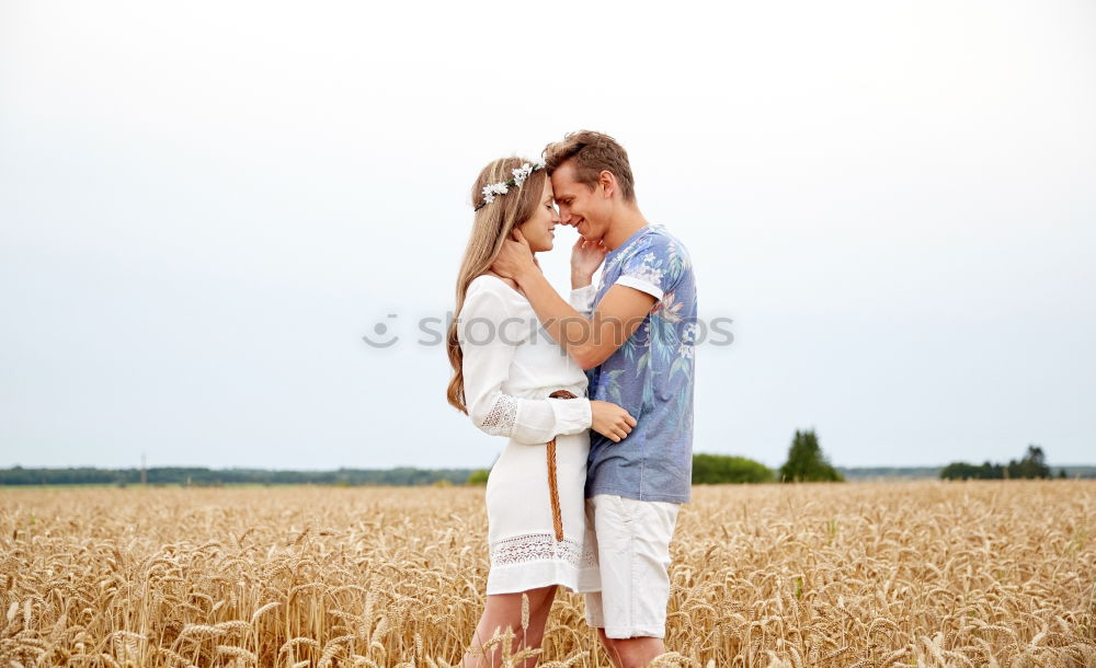 Similar – Image, Stock Photo A young couple in love kiss