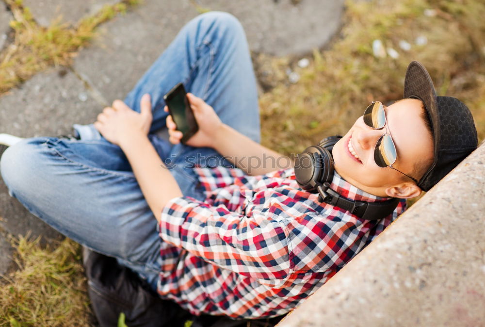 Similar – Man listening music in train