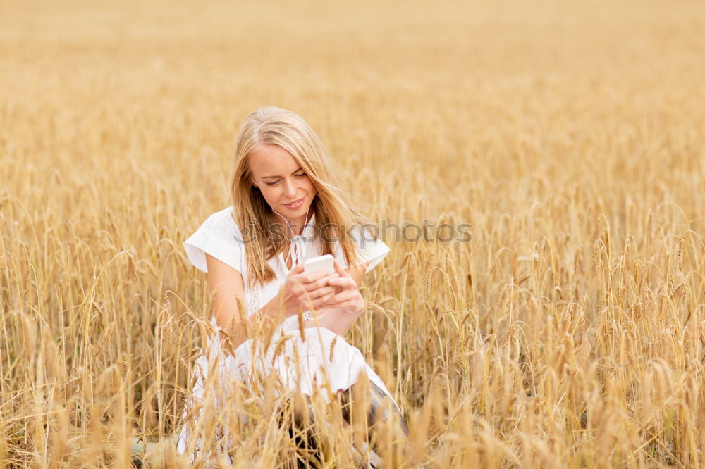 Similar – Image, Stock Photo lonely, pensive teenager sits in a field