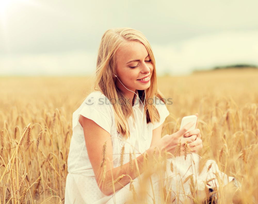 Similar – Image, Stock Photo lonely, pensive teenager sits in a field