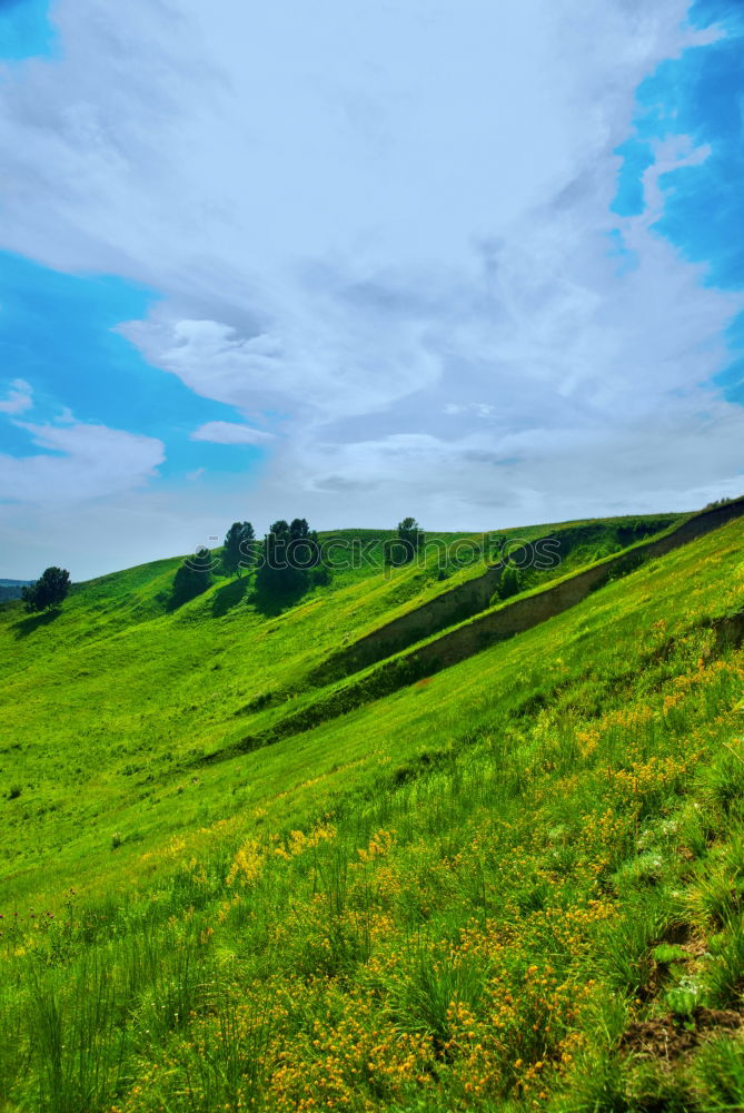 Similar – Image, Stock Photo Green field and hills