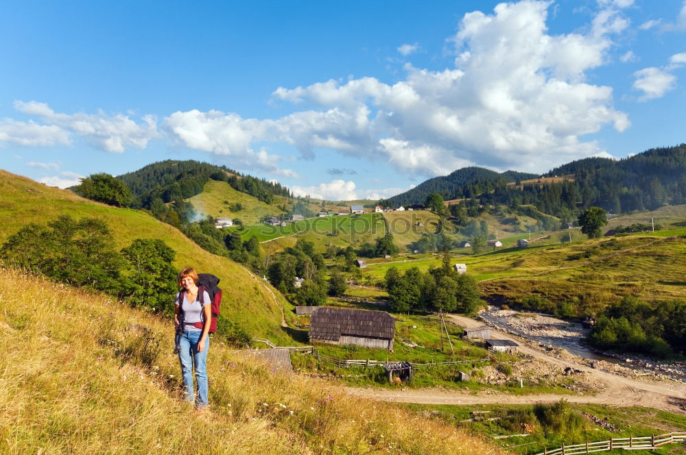 Similar – Image, Stock Photo small! Mountain Hiking