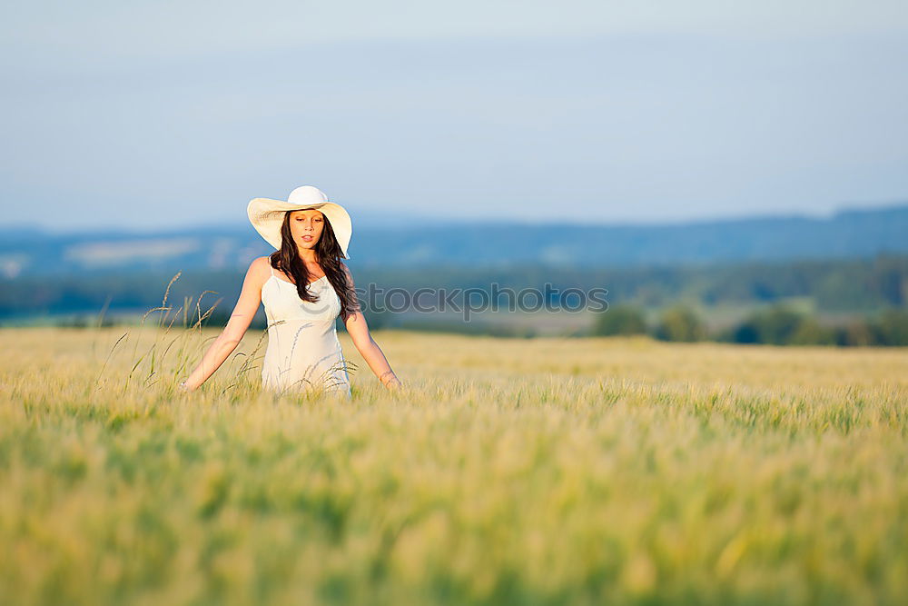 Similar – Image, Stock Photo Girl with camera smiling in fields