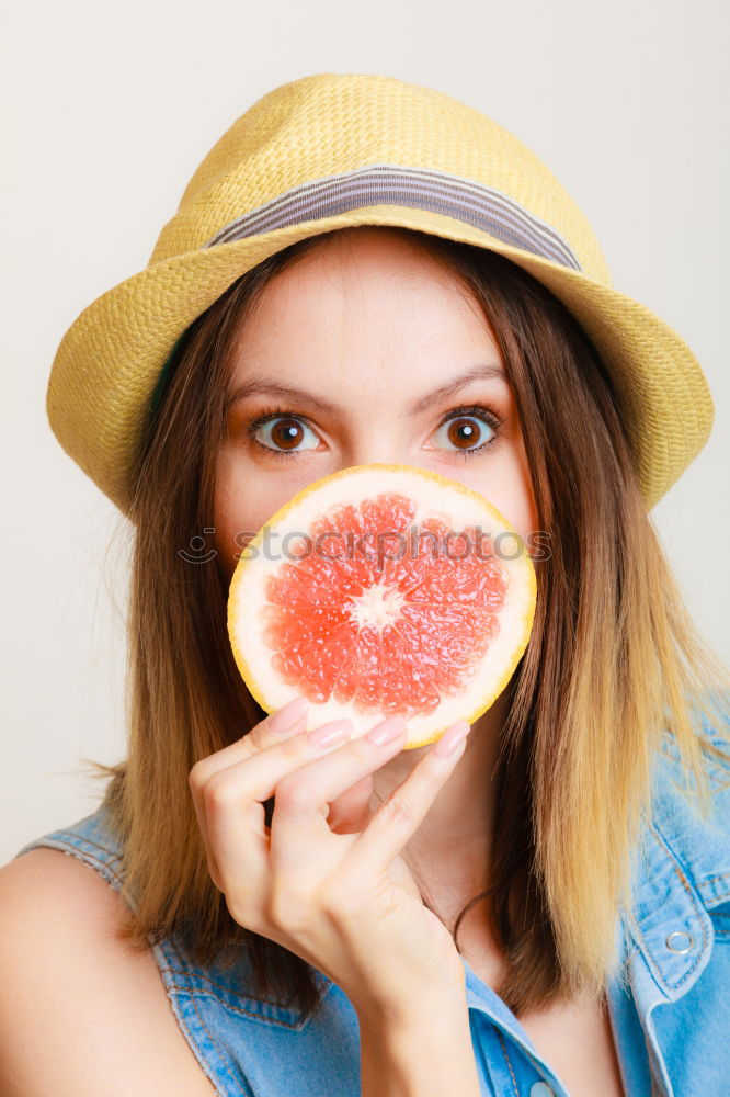 Similar – Image, Stock Photo Young woman eating watermelon popsical