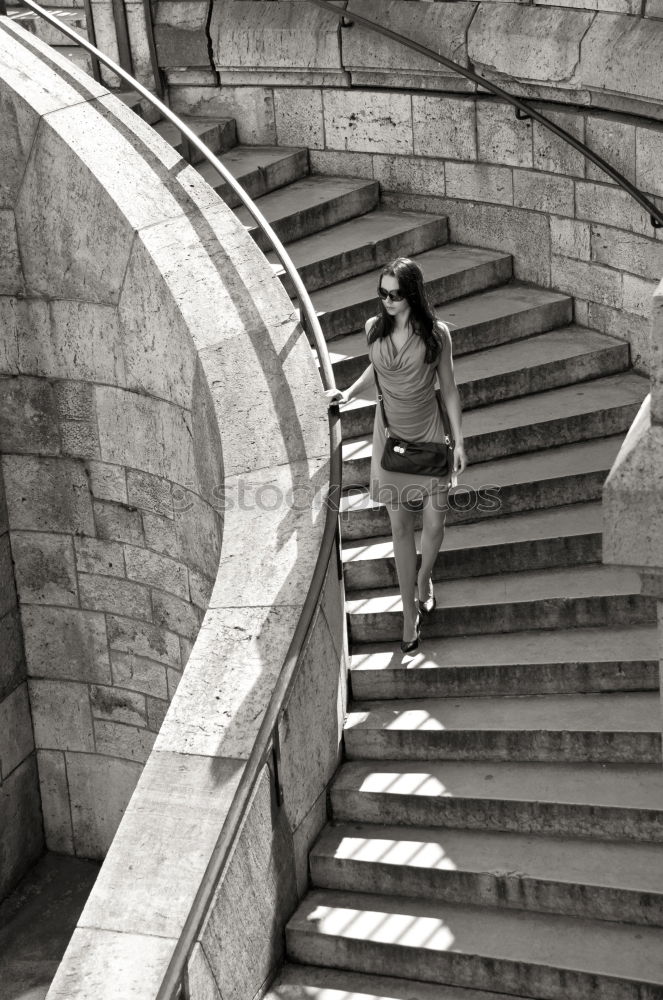 Image, Stock Photo Pretty woman posing on stairs