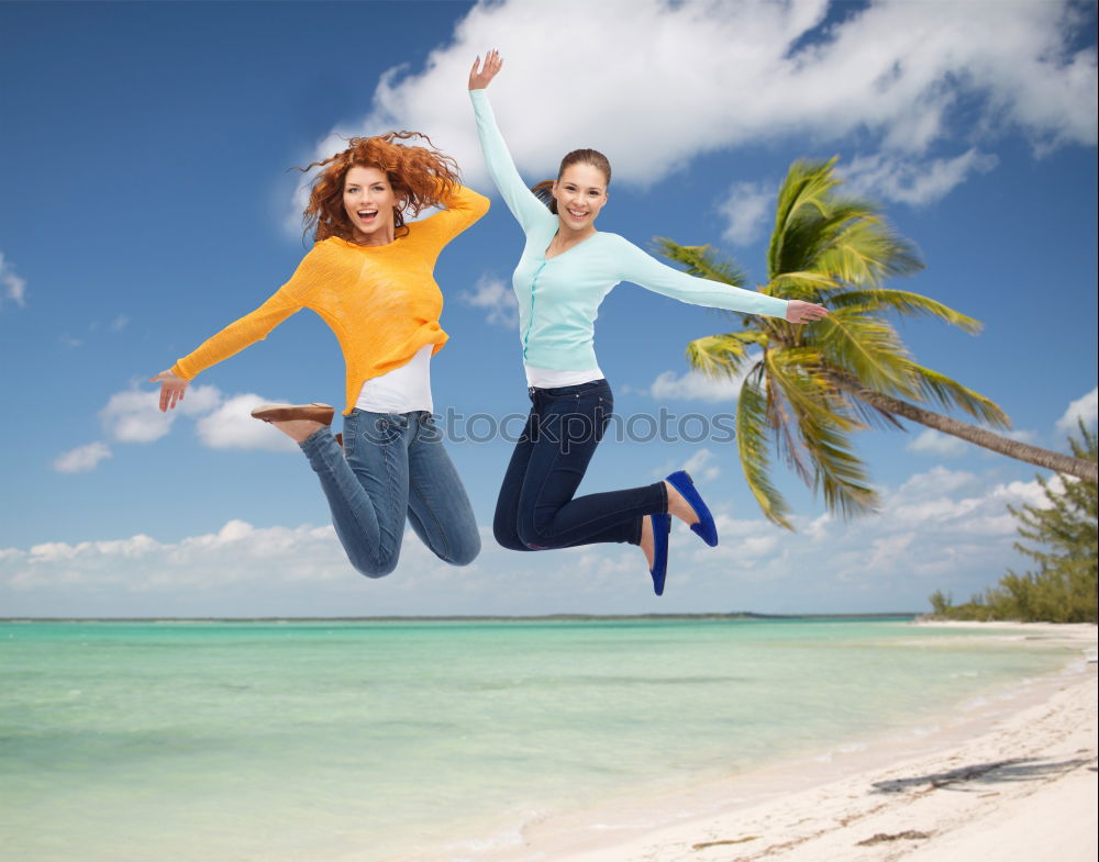 Similar – two sisters playing on the beach