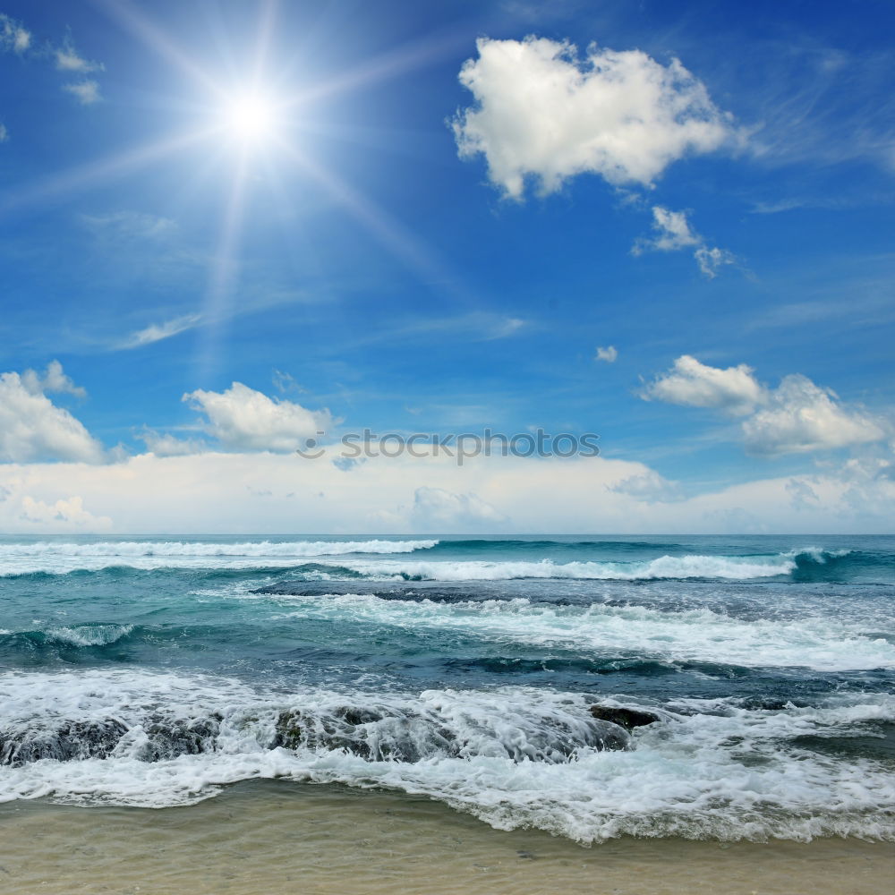 Similar – Image, Stock Photo Endless beach at Rainbow Beach. Walk left at the beach. A car is approaching. In the background a medium high mountain.