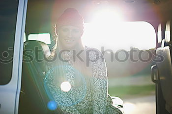 Similar – Image, Stock Photo taxi driver in the car waiting for the client