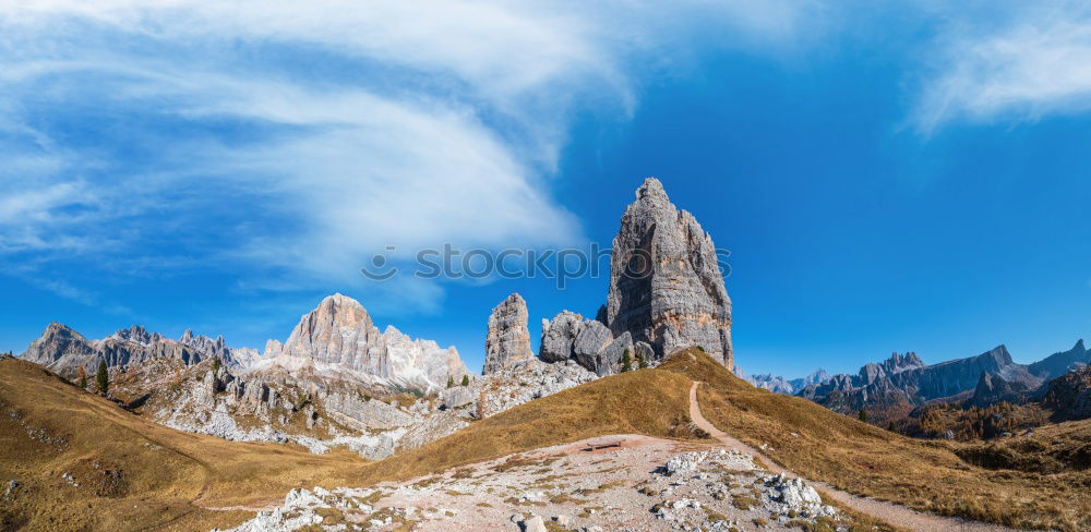 Similar – Image, Stock Photo Nuvolau peak after a summer snowfall, Dolomites, Italy.