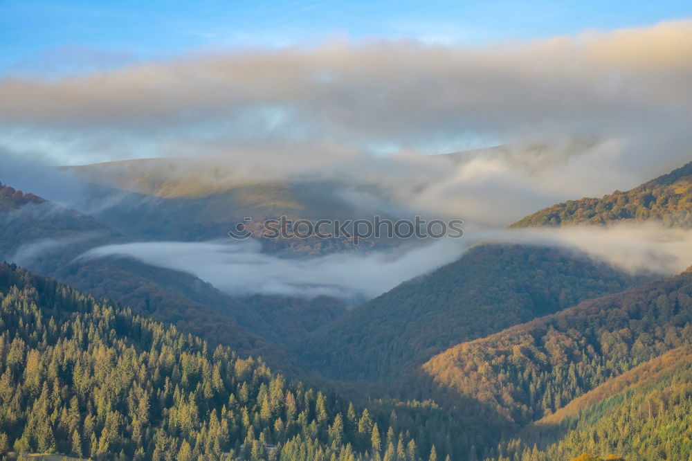 Similar – Image, Stock Photo fog over the mountains and valleys