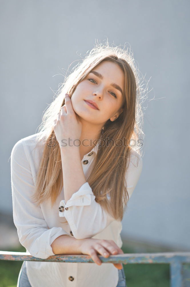 Similar – Image, Stock Photo Beautiful young girl smiling, looking happy