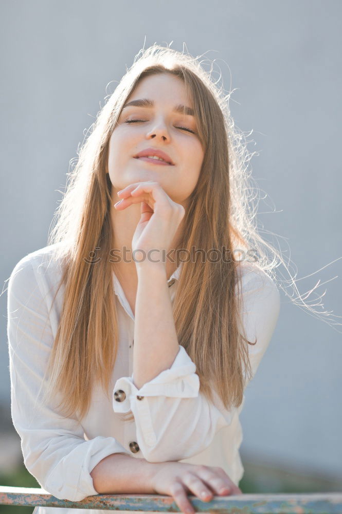 Similar – Image, Stock Photo Young blonde girl with beautiful blue eyes.