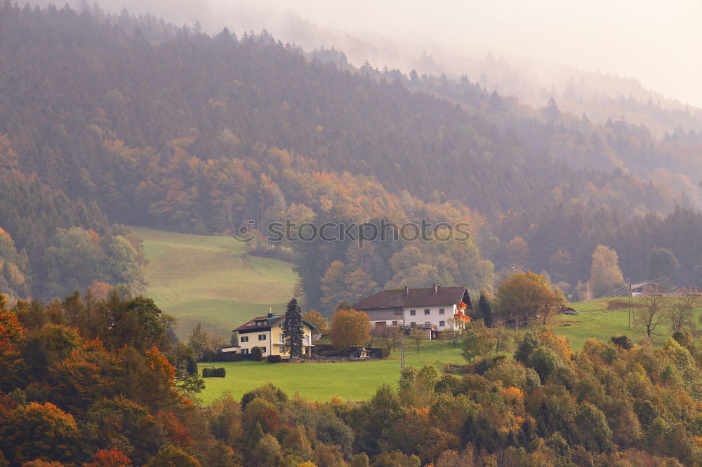 Similar – Image, Stock Photo Austrian village on mountain hills in Alps